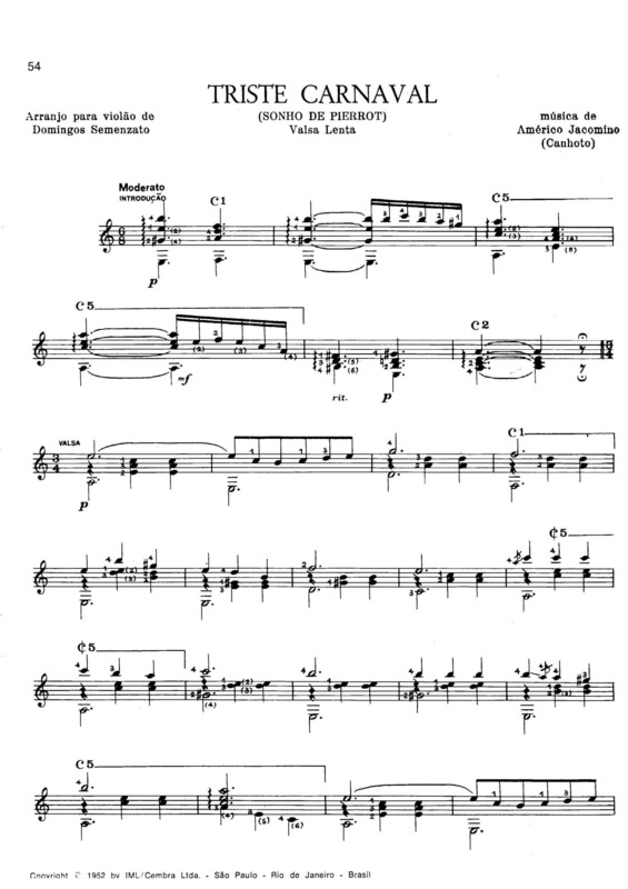 Partitura da música Triste Carnaval v.6