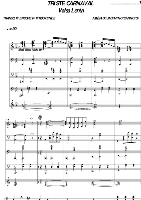 Partitura da música Triste Carnaval