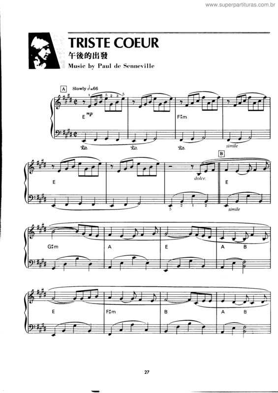 Partitura da música Triste Coeur v.2