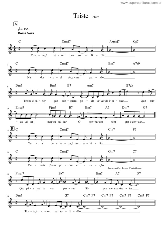 Partitura da música Triste En C
