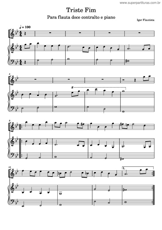 Partitura da música Triste Fim
