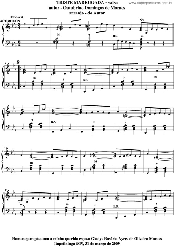 Partitura da música Triste Madrugada v.5