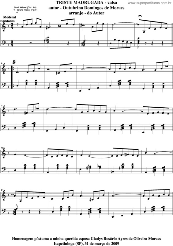 Partitura da música Triste Madrugada v.7