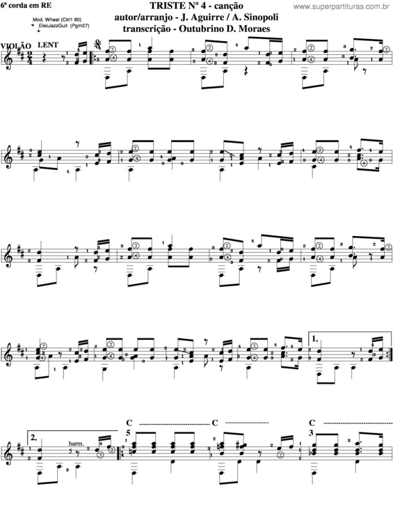 Partitura da música Triste Nº 4