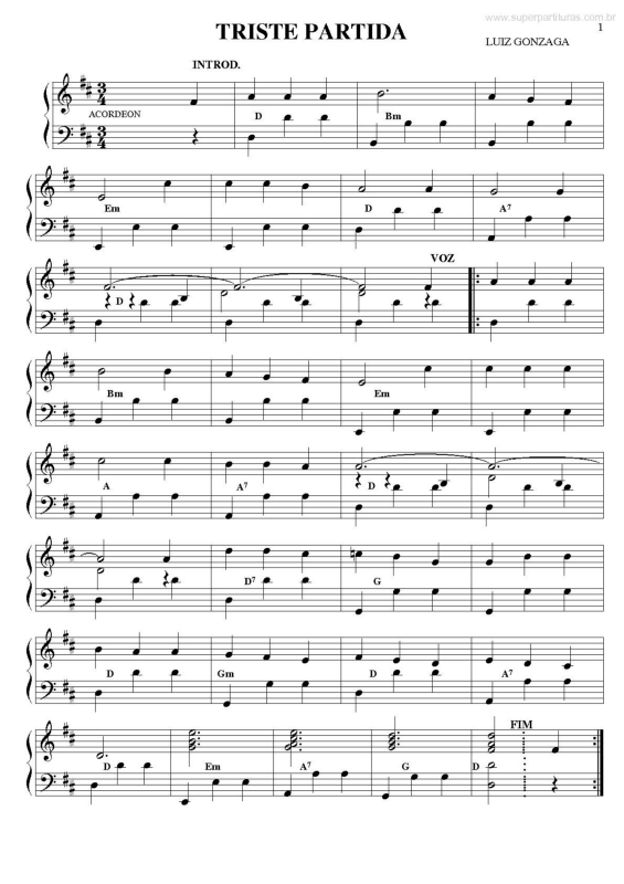 Partitura da música Triste Partida