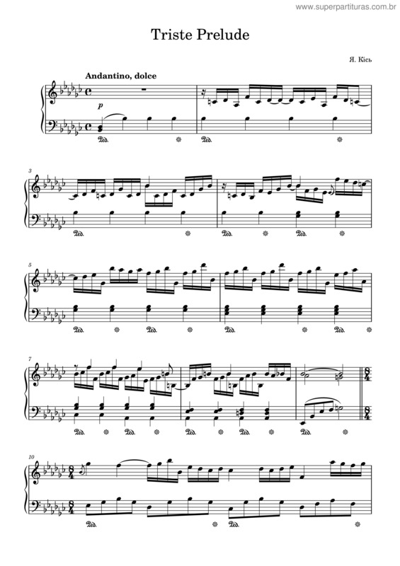Partitura da música Triste Prelude