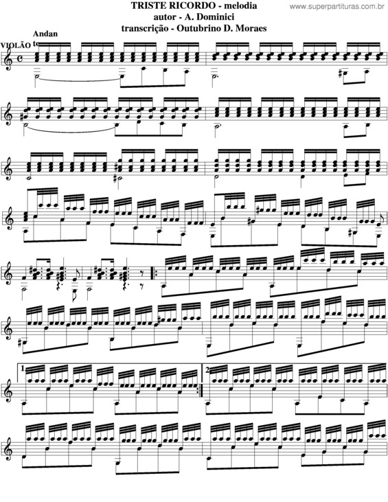 Partitura da música Triste Ricordo