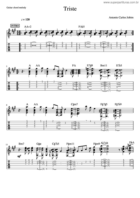 Partitura da música Triste v.15