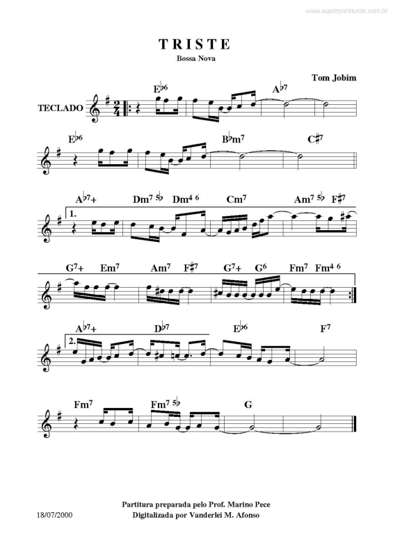 Partitura da música Triste v.3