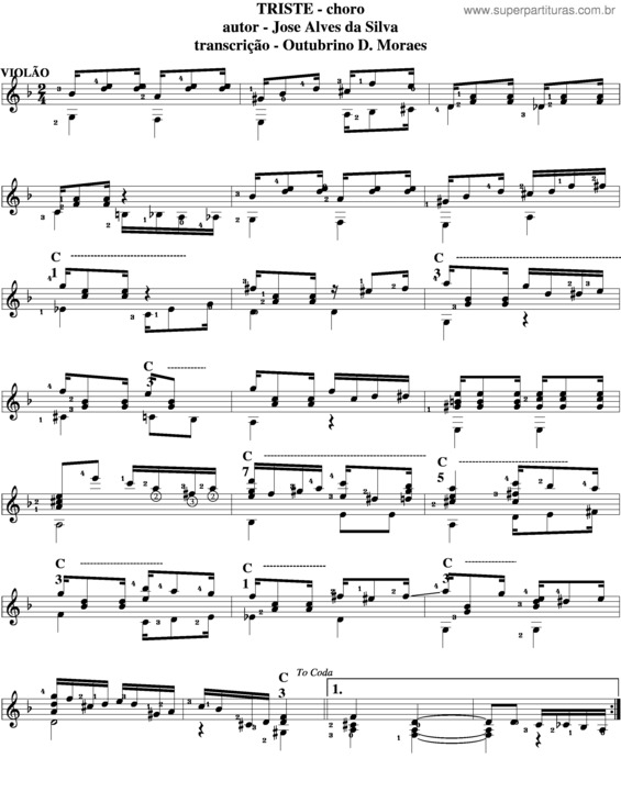 Partitura da música Triste v.7