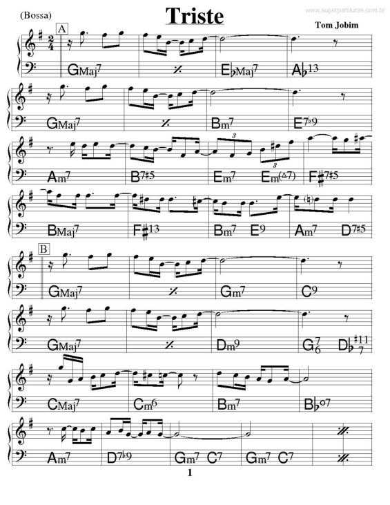 Partitura da música Triste