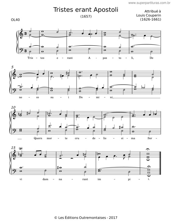 Partitura da música Tristes Erant Apostoli, Ol 40