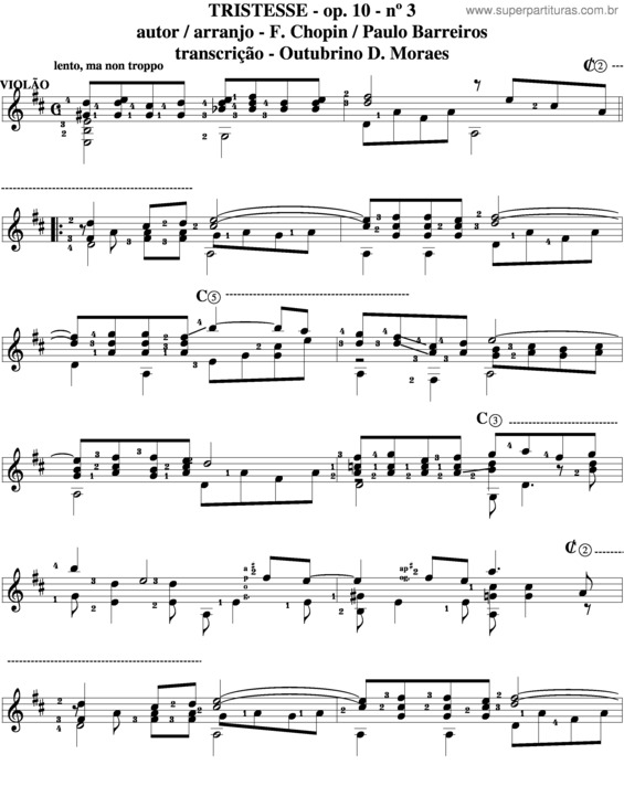 Partitura da música Tristesse v.3