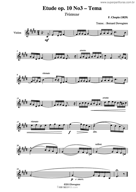 Partitura da música Tristesse v.5