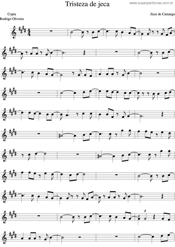 Partitura da música Tristeza De Jeca