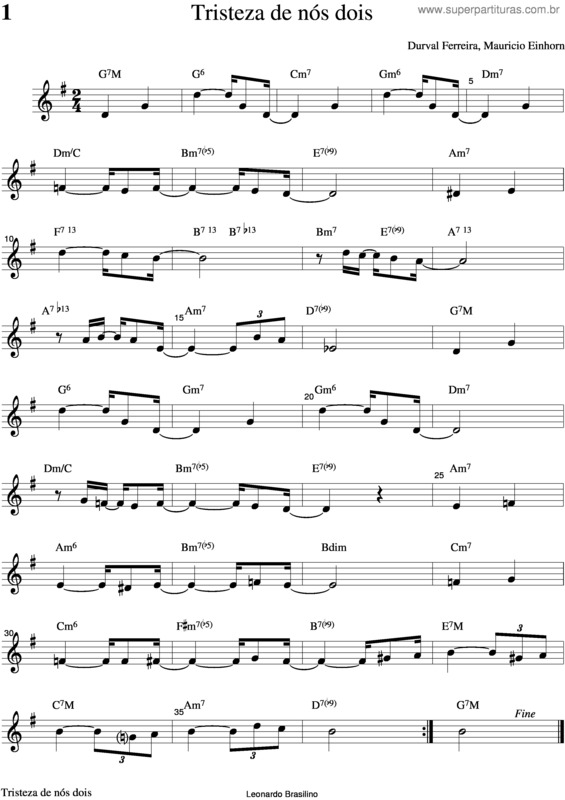 Partitura da música Tristeza De Nós Dois