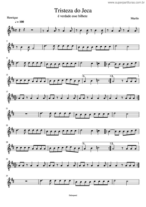 Partitura da música Tristeza Do Jeca v.12