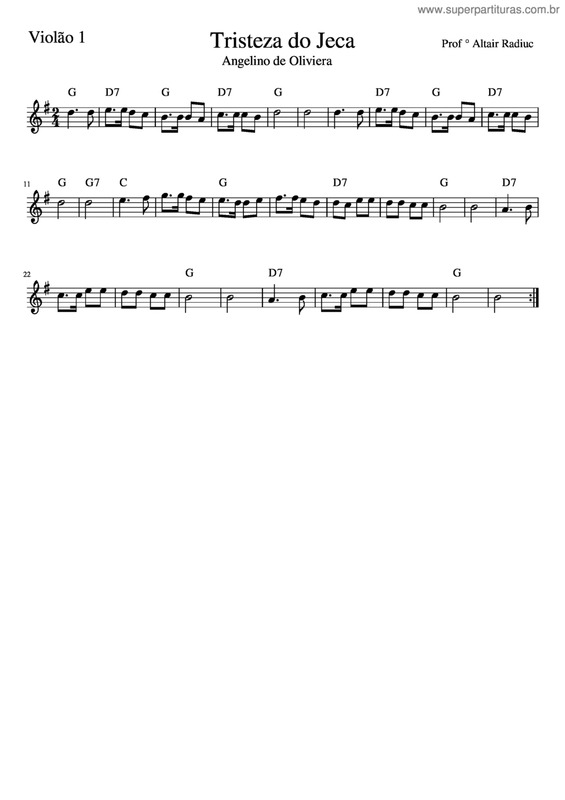 Partitura da música Tristeza Do Jeca v.8