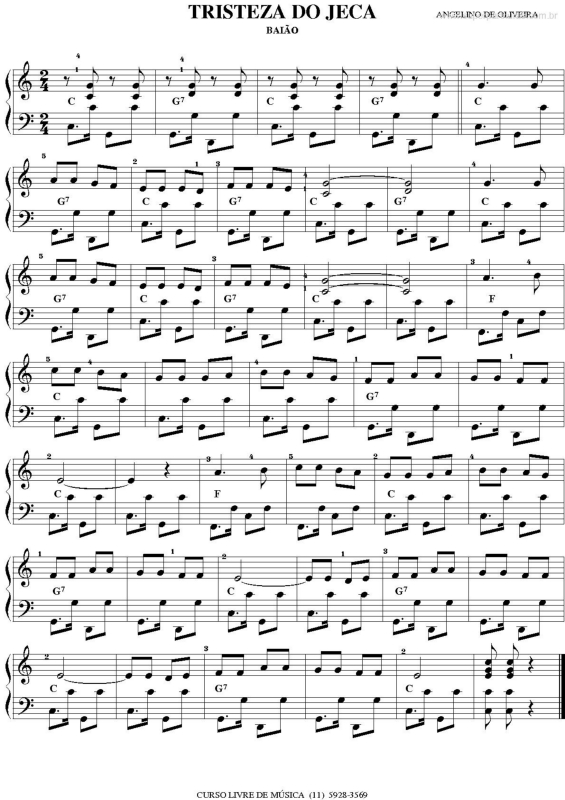 Partitura da música Tristeza do Jeca