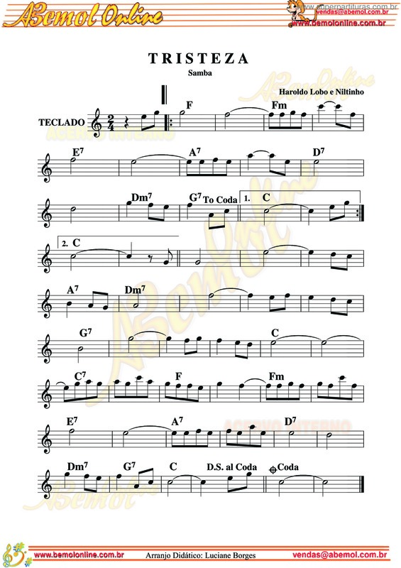 Partitura da música Tristeza v.11