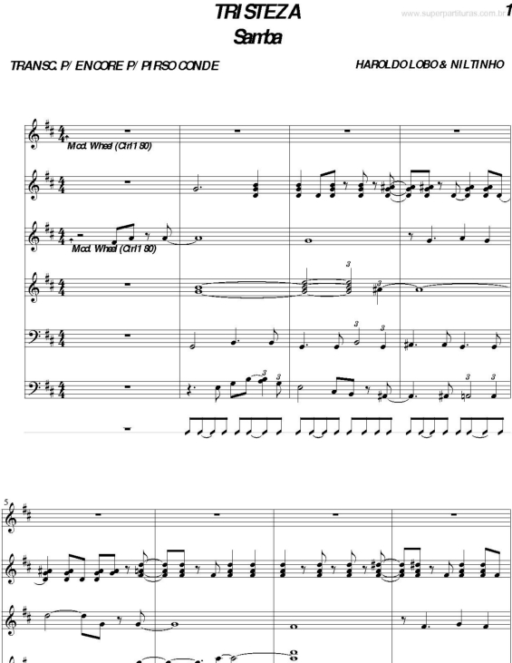 Partitura da música Tristeza v.3