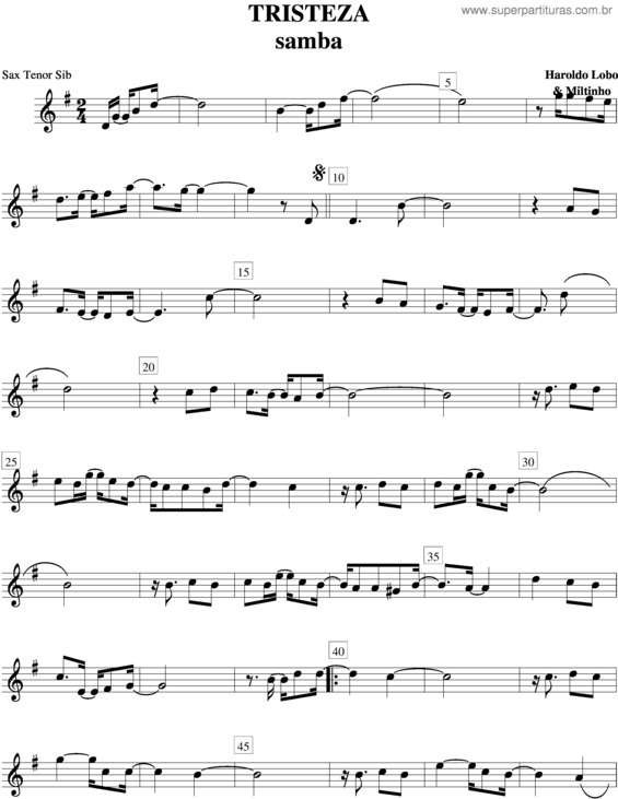 Partitura da música Tristeza v.7