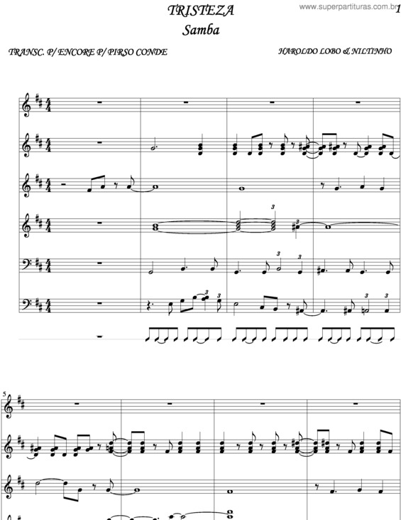 Partitura da música Tristeza v.9