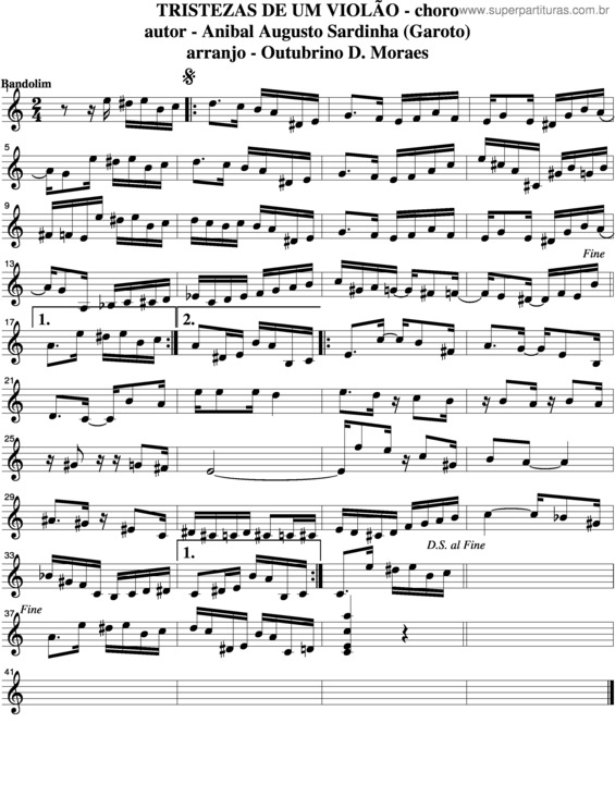 Partitura da música Tristezas De Um Violão v.2