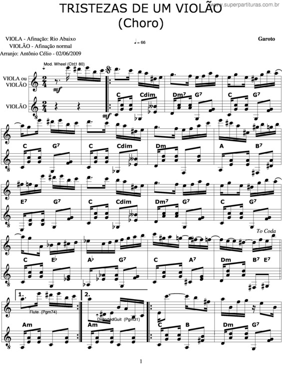 Partitura da música Tristezas De Um Violão v.4
