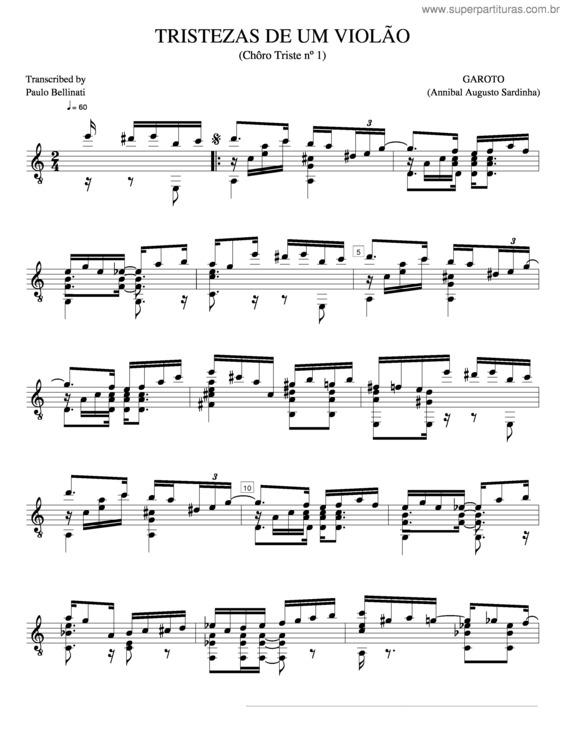 Partitura da música Tristezasdeumviolão