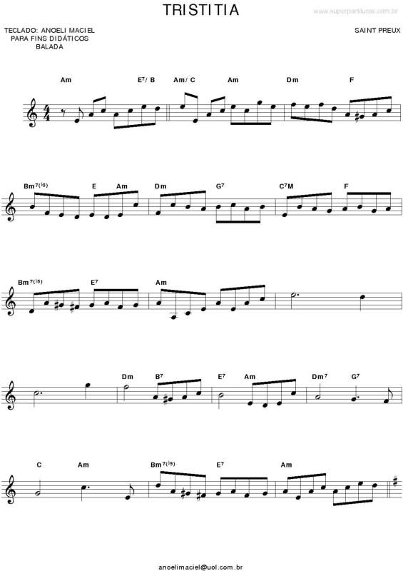 Partitura da música Tristitia