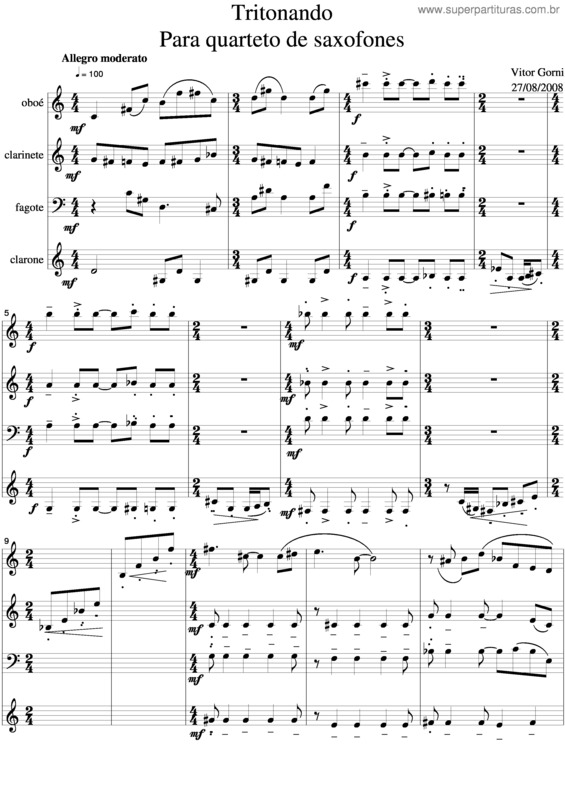 Partitura da música Tritonando