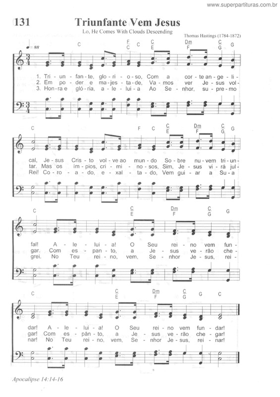 Partitura da música Triunfante Vem Jesus