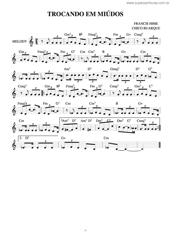 Partitura da música Trocando Em Miúdos