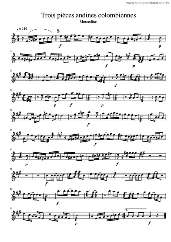 Partitura da música Trois Pièces Andines Colombiennes Merceditas