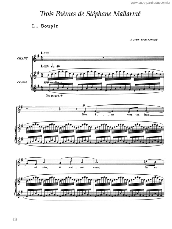 Partitura da música Trois poèmes de Stéphane Mallarmé v.2