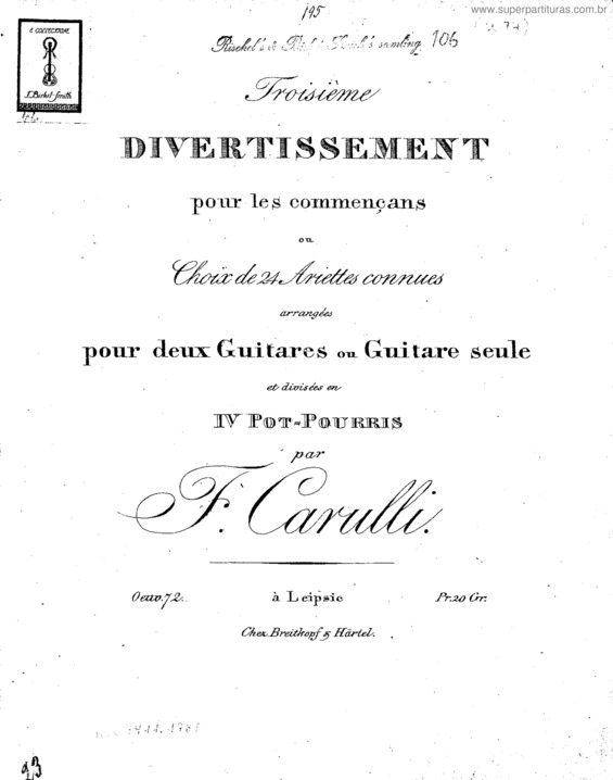 Partitura da música Troisieme Divertissement