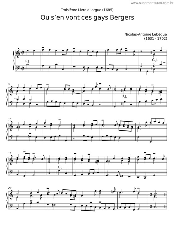 Partitura da música Troisième Livre D’Orgue – Nicolas–Antoine Lebègue