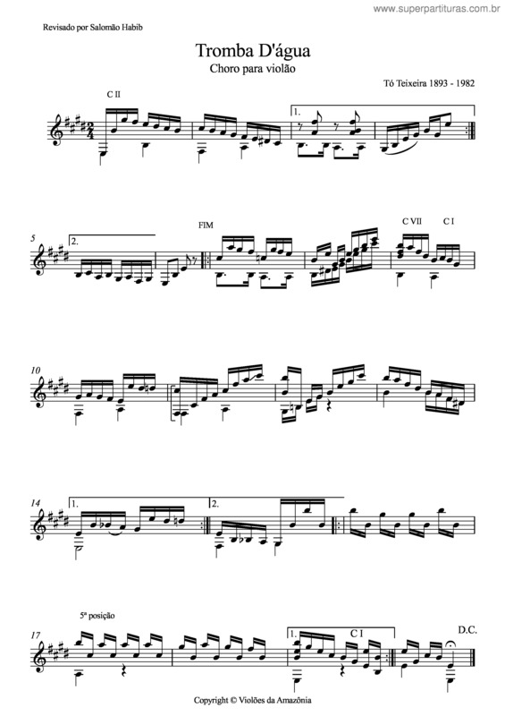 Partitura da música Tromba d`àgua