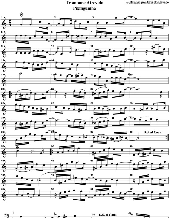 Partitura da música Trombone Atrevido