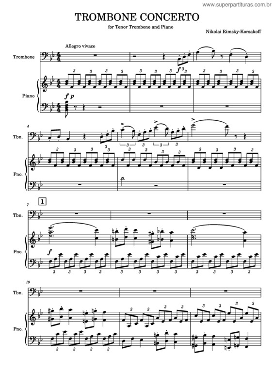 Partitura da música Trombone Concerto – Nikolay Rimsky–Korsakov For Tenor Trombone And Piano