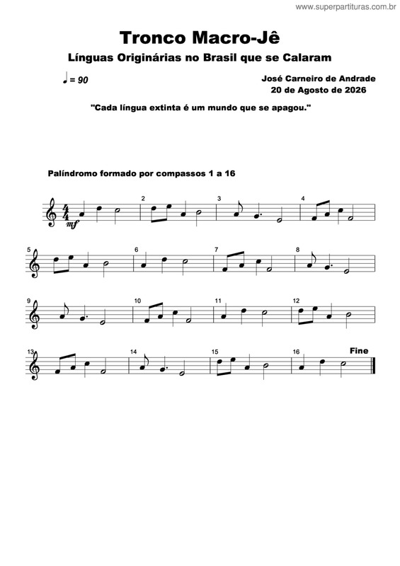 Partitura da música Tronco Macro-Jê