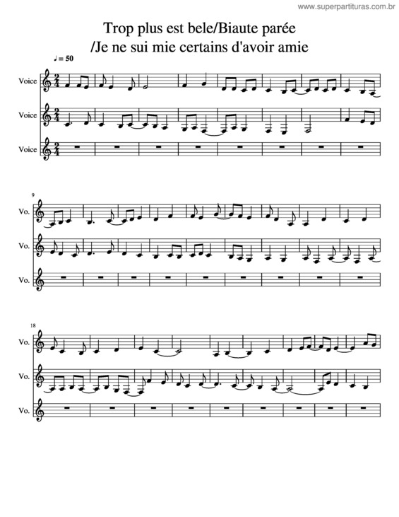 Partitura da música Trop Plus Est Bele / Biaute Parée / Je Ne Sui Mie Certains D`Avoir Amie