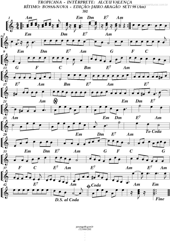 Partitura da música Tropicana