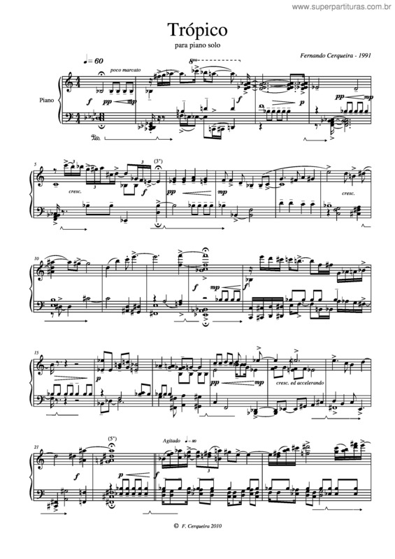 Partitura da música Trópico