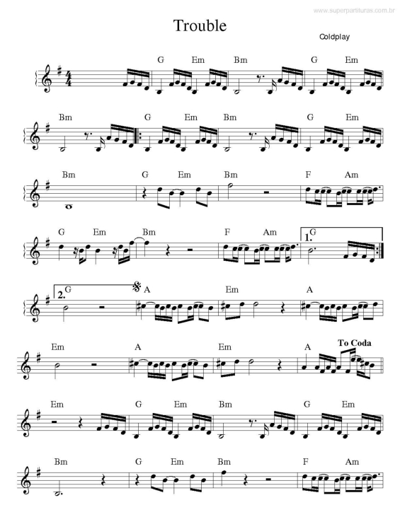 Partitura da música Trouble v.2