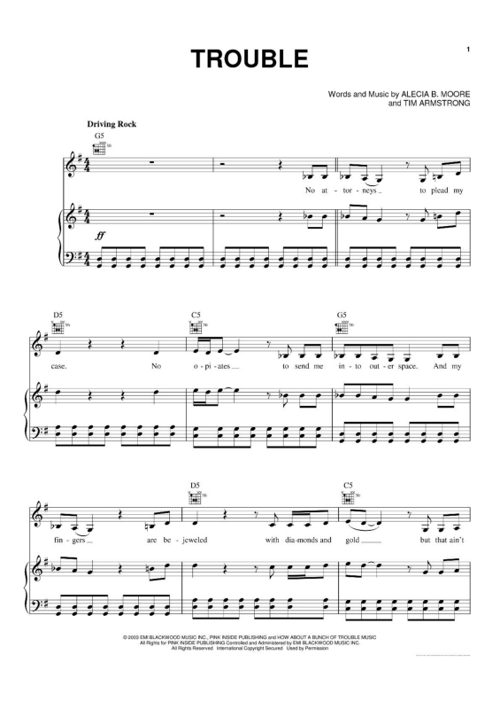 Partitura da música Trouble v.3