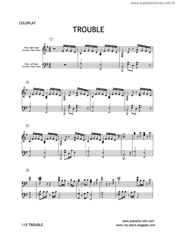 Partitura da música Trouble v.4