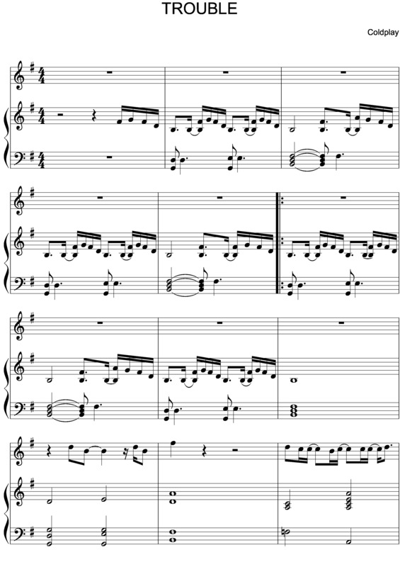 Partitura da música Trouble v.6