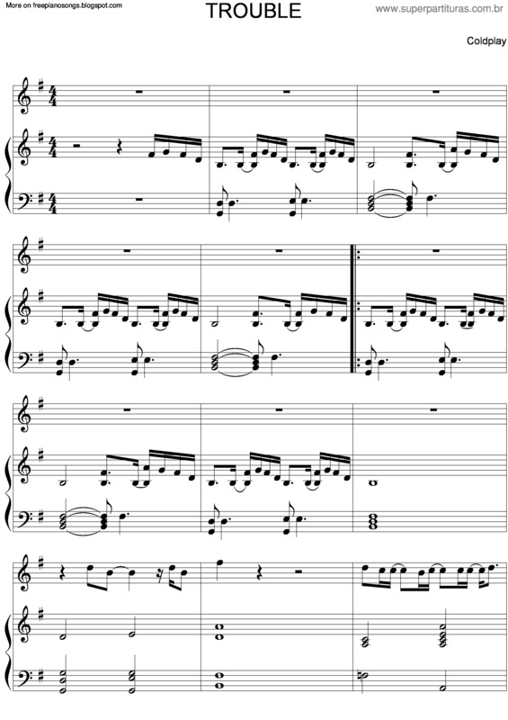 Partitura da música Trouble v.7